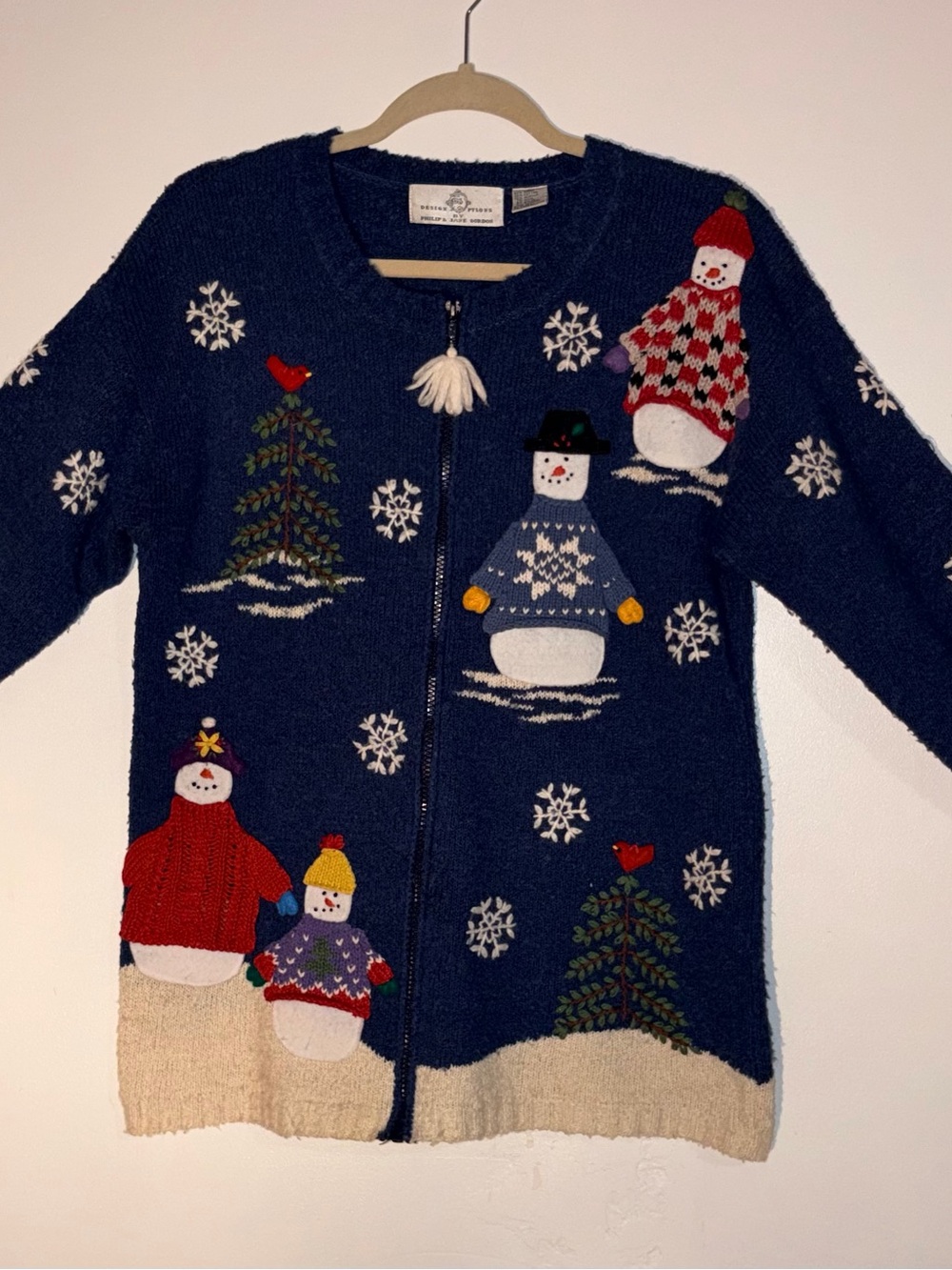 Cozy Navy Snowman Zip-Up Sweater - Women
